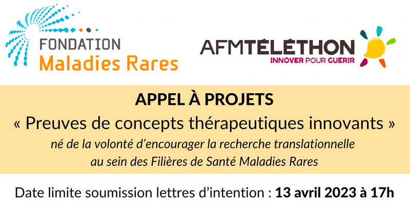 Appel à projets « Preuves de concepts thérapeutiques innovants » - Fondation Maladies Rares et AFM Téléthon